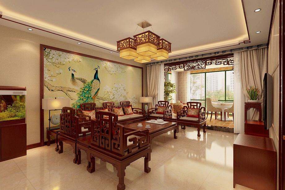 中式客厅吊顶实景图