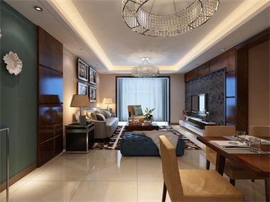 整个室内空间装修风格为现代简约风格，空间整体采用冷