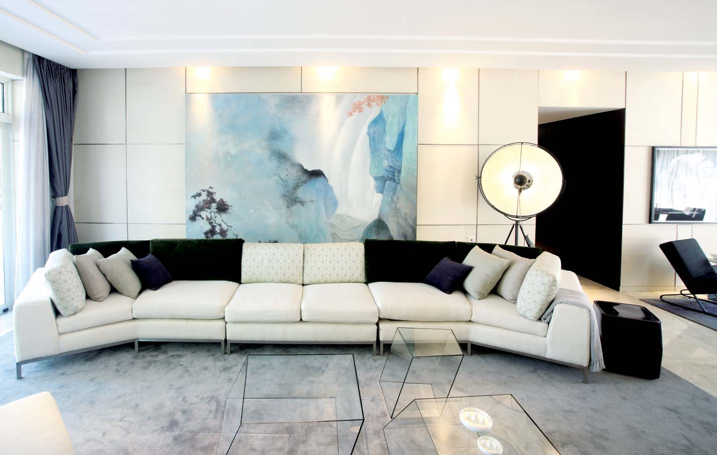 现代客厅沙发背景墙效果图