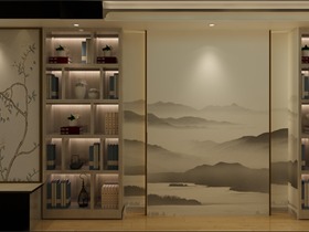 中式书房背景墙效果图