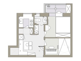 【久栖设计】北京七贤村37㎡小户型改造三代人居住空间平面图